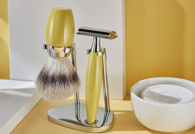 Muhle "KOSMO" 3-Delige Fusion Razor & Brush Set - Citrin Resin