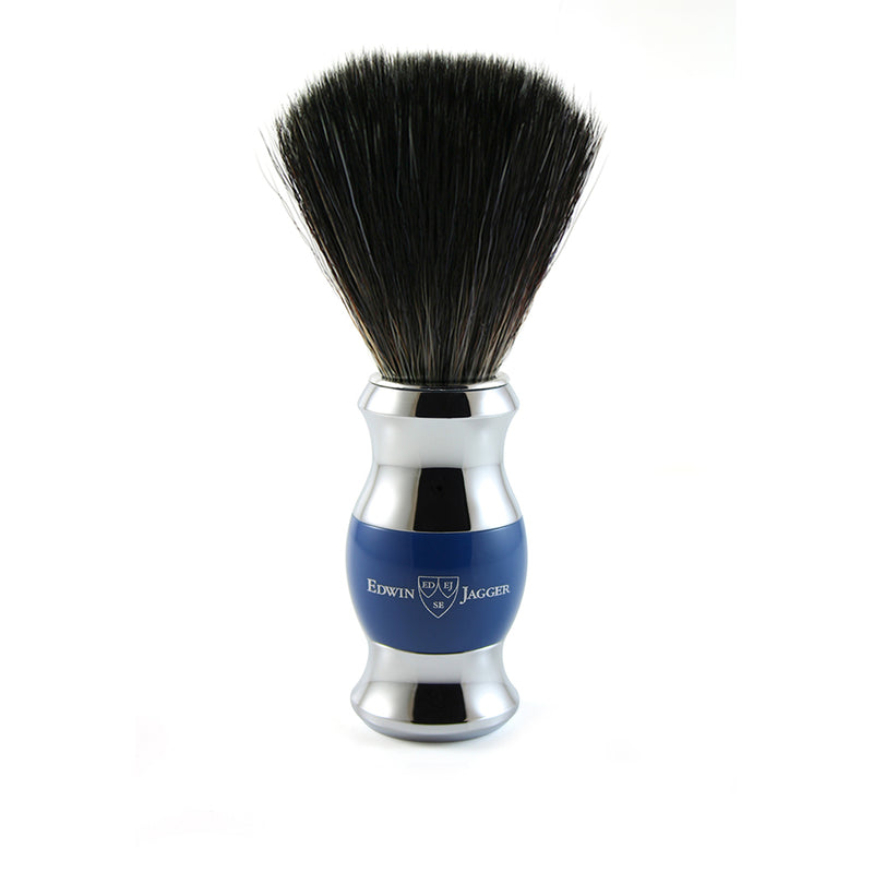 Edwin Jagger 3-Delige DE Gift Set - Black Synthetic Badger (Blue & Chrome)