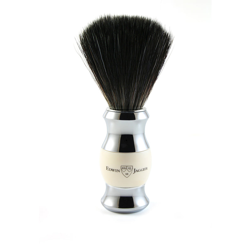 Edwin Jagger 4-Delige DE Gift Set - Black Synthetic Badger (Ivory & Chrome)