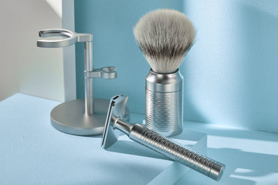 Muhle "ROCCA" 3-Delige "Pure" DE Razor & Brush Set - Mat RVS