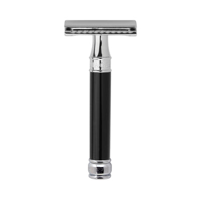 Edwin Jagger 3-Delige DE Razor Set - Black Synthetic Badger (Black & Chrome)