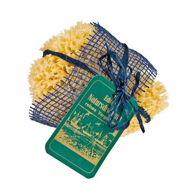 Croll & Denecke Natural Sponge, wrapped in Blue ribbon - 13cm