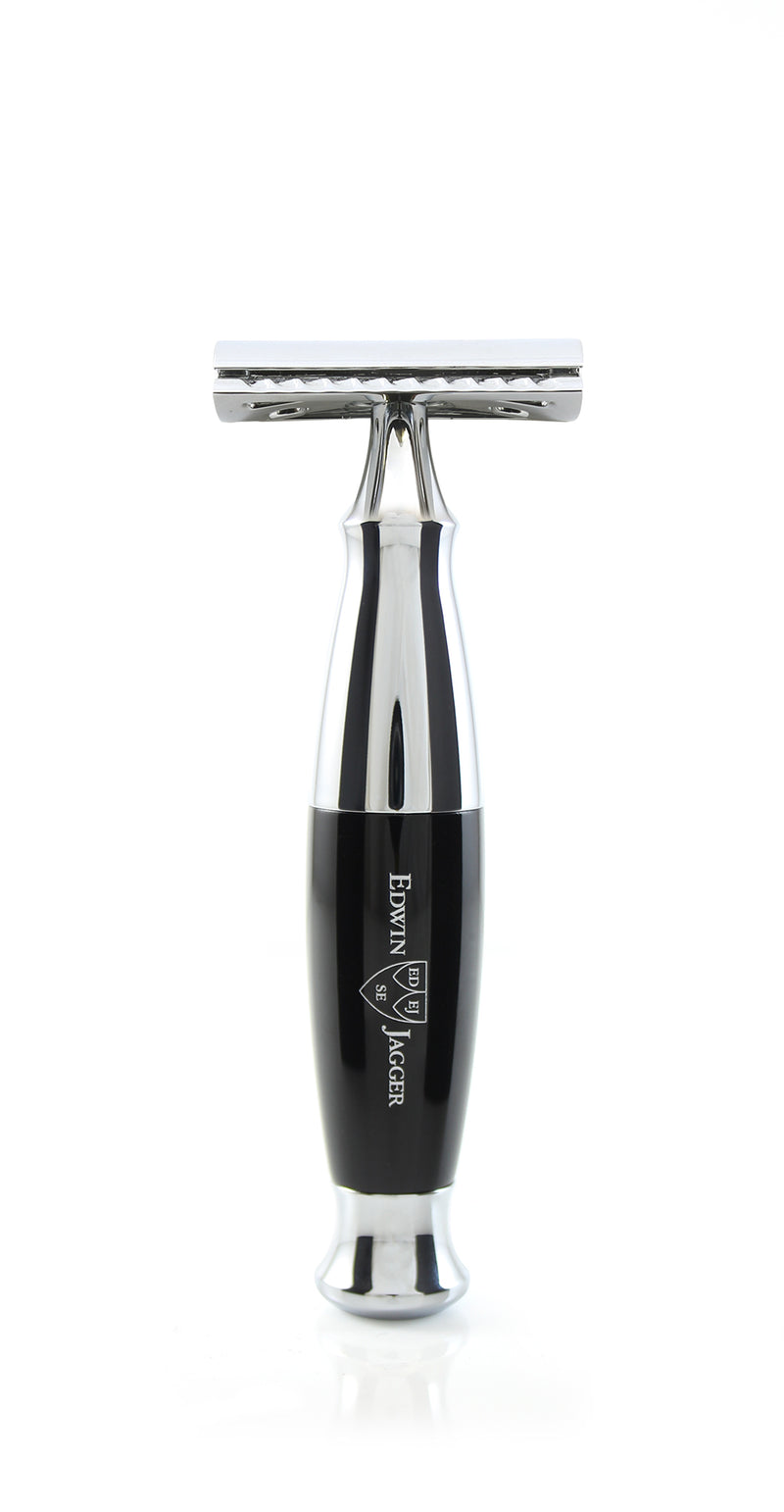 Edwin Jagger 4-Delige DE Gift Set - Black Synthetic Badger (Ebony&Chrome)