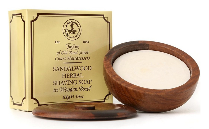 Taylor of Old Bond Street Scheerzeep Sandalwood 100g in "Wooden Bowl"