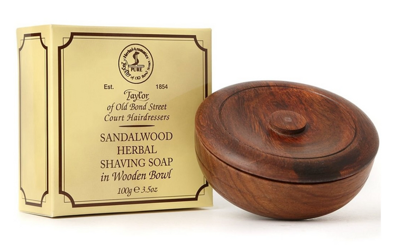 Taylor of Old Bond Street Scheerzeep Sandalwood 100g in "Wooden Bowl"