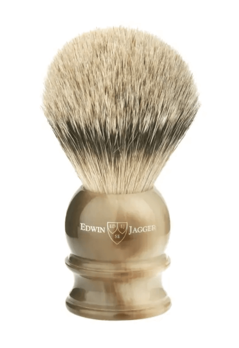 Edwin Jagger "Traditional" Scheerkwast "Silvertip" - Hoorn (M) incl "Drip Stand"