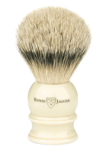 Edwin Jagger "Traditional" Scheerkwast "Silvertip" - Ivoor (M) incl "Drip Stand"