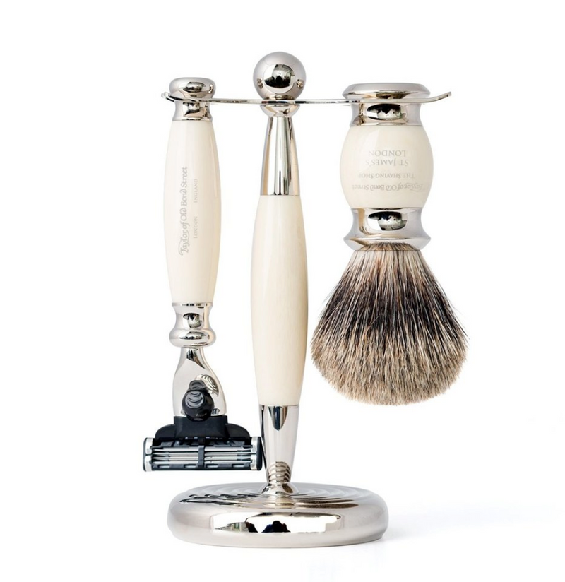 Taylor of Old Bond Street Edwardian "3-Delig Set" Pure Badger - Mach3 Ivory