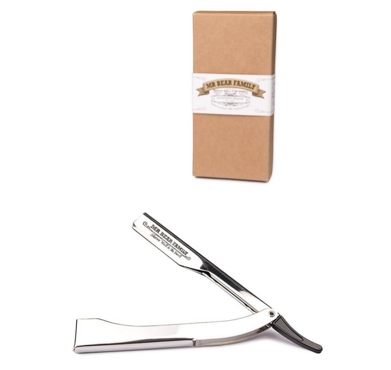 Mr. Bear Family "Straight Barber Razor / Shavette" - RVS (Inox)