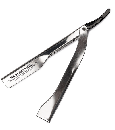 Mr. Bear Family "Straight Barber Razor / Shavette" - RVS (Inox)