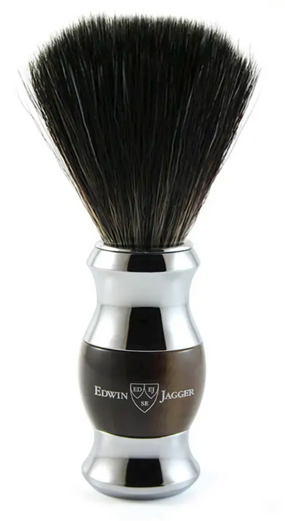 Edwin Jagger 3-Delige DE Gift Set - Black Synthetic Badger (Horn & Chrome)