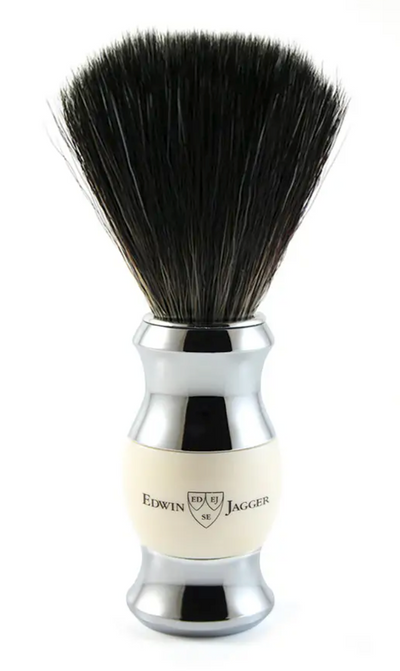 Edwin Jagger 3-Delige DE Gift Set - Black Synthetic Badger (Ivory & Chrome)