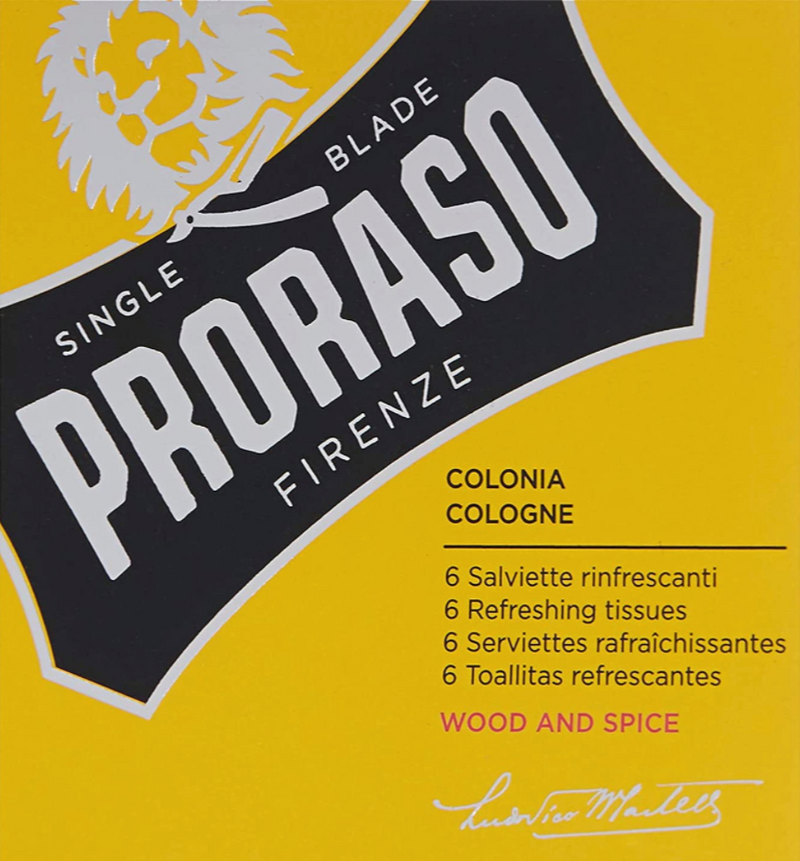 Proraso "Wood & Spice" - Cologne Verfrissingsdoekjes 6st