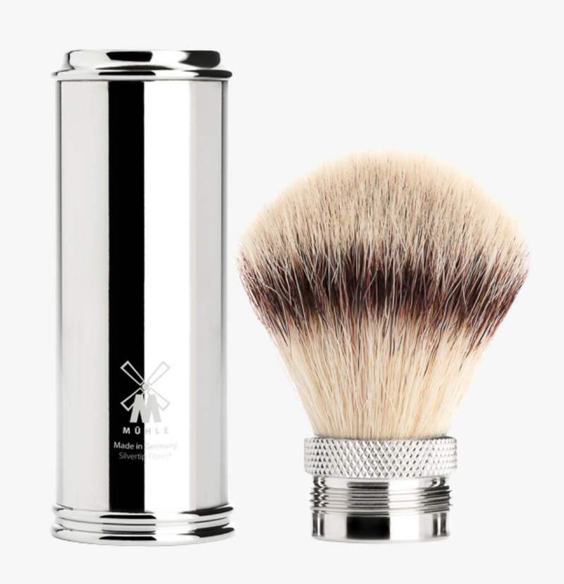 Muhle "TRAVEL" Leather Bag Brush & Fusion Razor - Brown