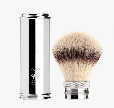 Muhle "TRAVEL" Leather Bag Brush & Fusion Razor - Black