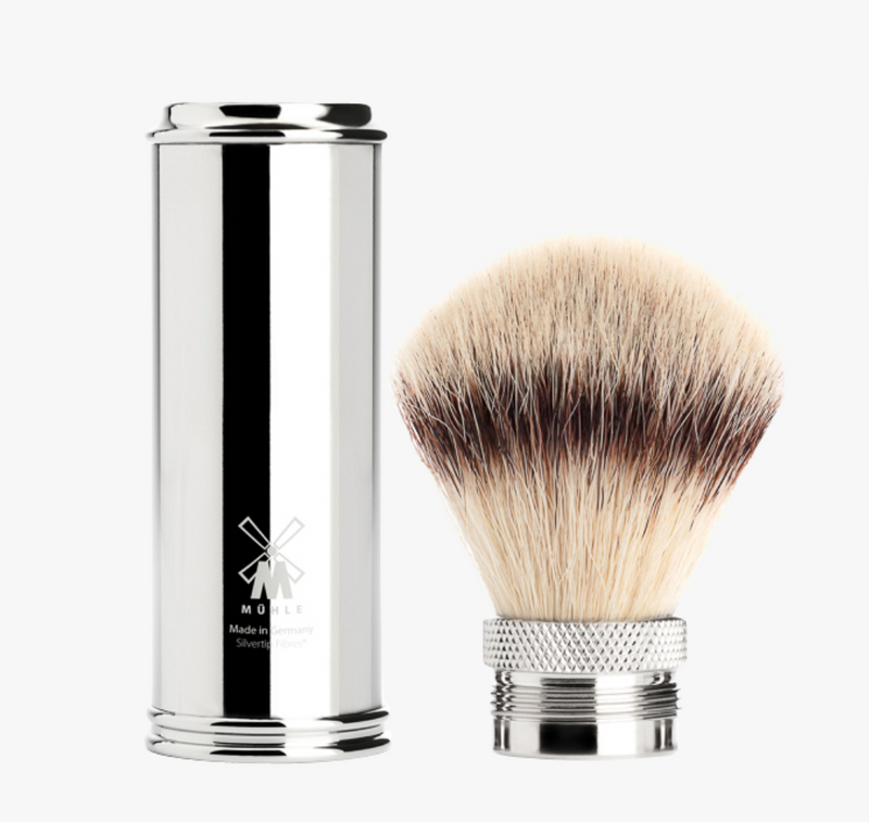 Muhle "Travel" Scheerkwast Silvertip Fibre - Chrome (M)