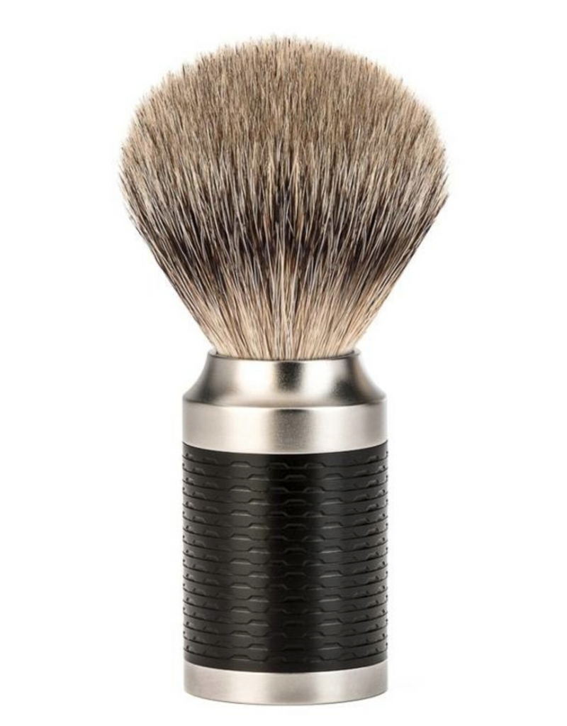 Muhle "ROCCA" Black Brush Silvertip - Black RVS (M)