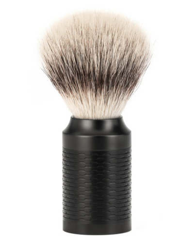 Muhle "ROCCA" JET Brush Silvertip Fibre - JET RVS (M)