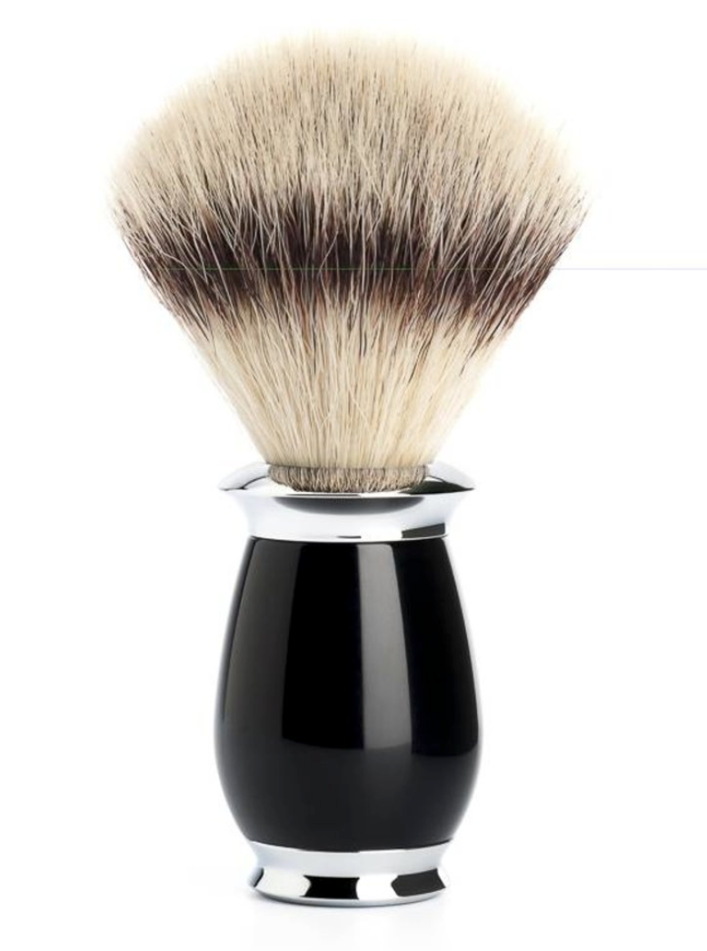 Muhle "PURIST" Scheerkwast Silvertip Fibre - Black (M)