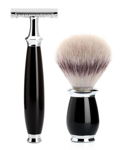 Muhle "PURIST" 3-Delige DE Razor & Brush Set - Black Resin