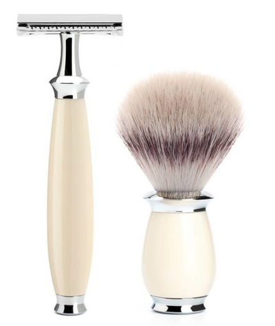 Muhle "PURIST" 3-Delige DE Razor & Brush Set - Ivory