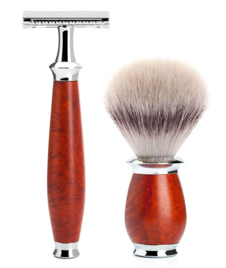 Muhle "PURIST" 3-Delige DE Razor & Brush Set - Briar Hout