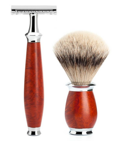 Muhle "PURIST" 3-Delige DE Razor & Brush Set - Briar Hout