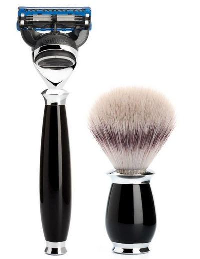 Muhle "PURIST" 3-Delige Fusion Razor & Brush Set - Black Resin