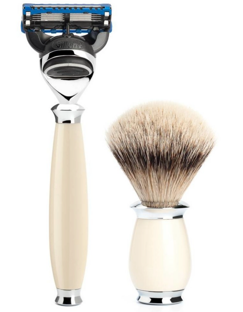 Muhle "PURIST" 3-Delige Fusion Razor & Brush Set - Ivory