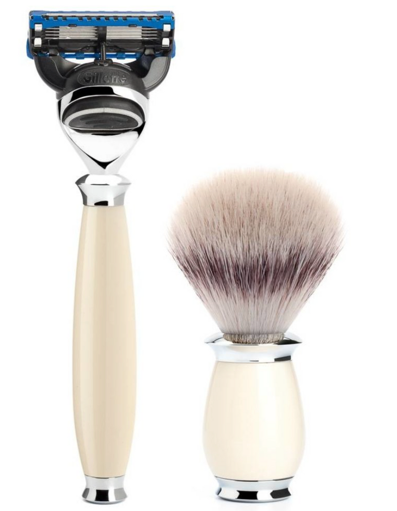 Muhle "PURIST" 3-Delige Fusion Razor & Brush Set - Ivory