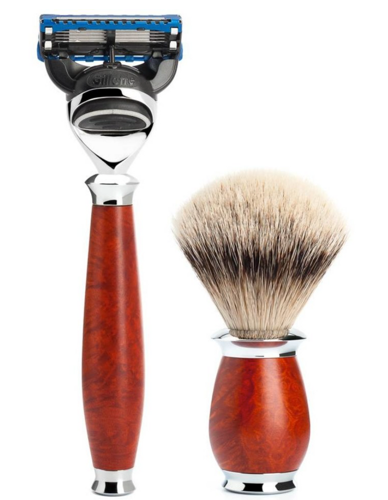 Muhle "PURIST" 3-Delige Fusion & Brush Set - Briar Hout