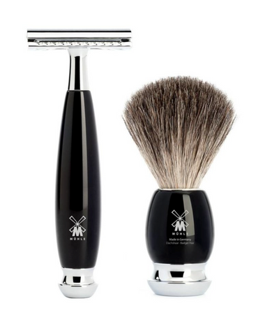 Muhle "VIVO" DE Razor Shaving Set - Black Resin