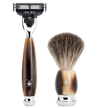 Muhle "VIVO" Mach 3 Shaving Set - Imitatie hoorn