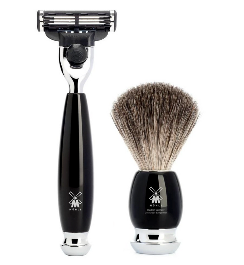 Muhle "VIVO" Mach 3 Shaving Set - Black Resin