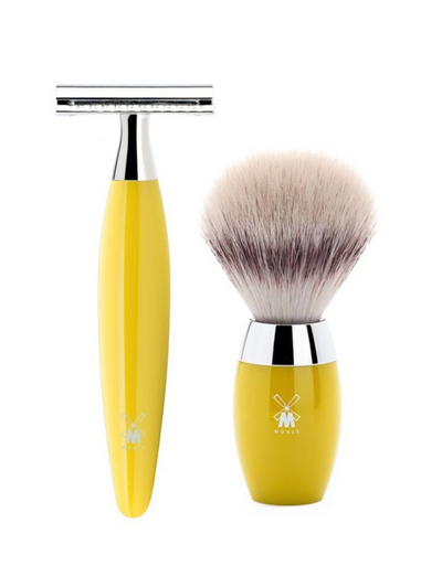 Muhle "KOSMO" 3-Delige DE Razor & Brush Set - Citrin Resin