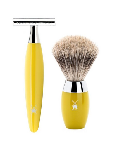 Muhle "KOSMO" 3-Delige DE Razor & Brush Set - Citrin Resin