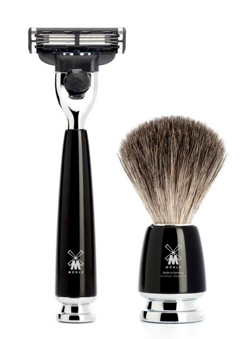 Muhle "RYTMO" Mach 3 Razor & Brush Set - Black