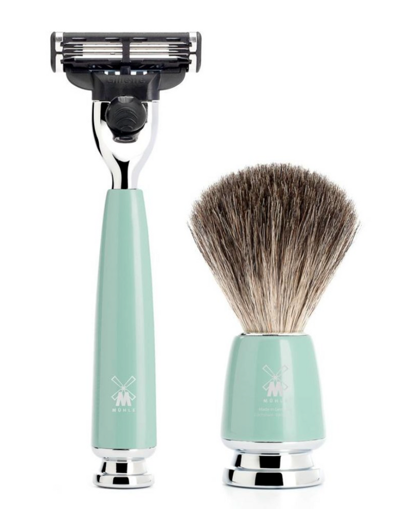 Muhle "RYTMO" Mach 3 Razor & Brush Set - Light Green