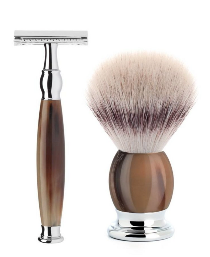 Muhle "SOPHIST" DE Safety Razor & Brush Set - Buffelhoorn