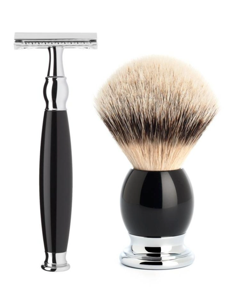 Muhle "SOPHIST" DE Safety Razor & Brush Set - Black Resin