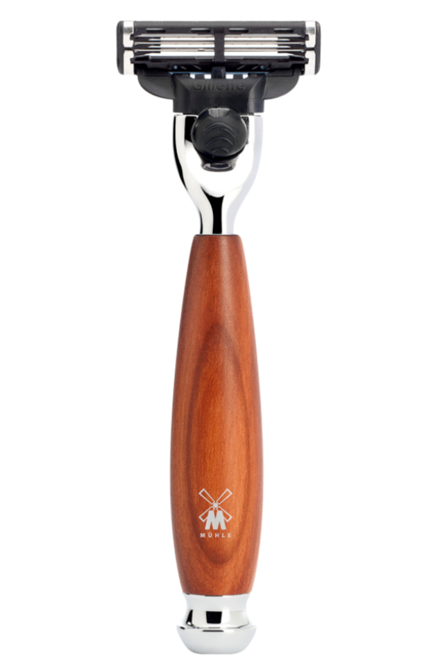 Muhle "VIVO" Mach 3 Razor Plum Wood - Pruimenhout