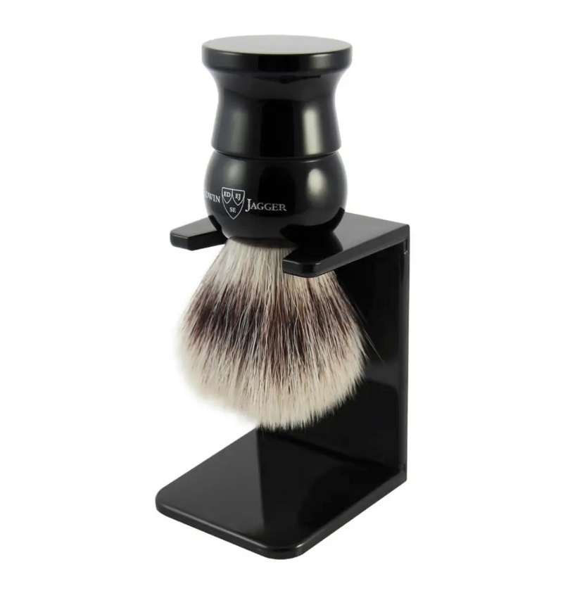 Edwin Jagger "Synthetic" Shaving Brush incl Stand - Black (M)