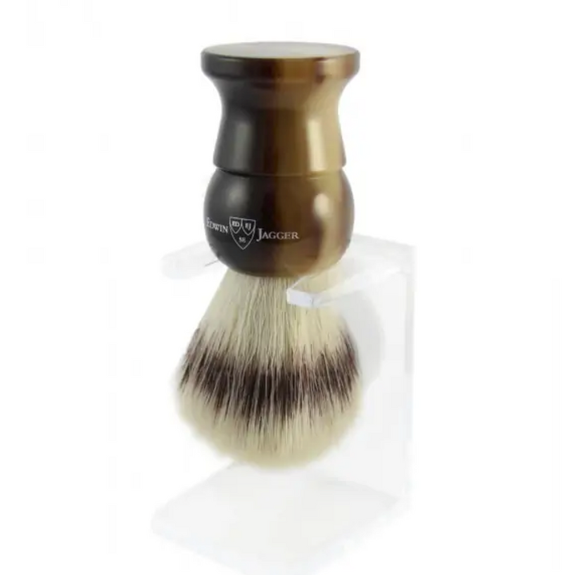 Edwin Jagger "Synthetic" Shaving Brush incl Stand - Hoorn (M)