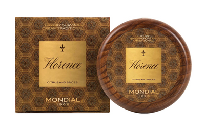 Mondial 1908 "Florence" Traditional Shaving Soap in Wooden Bowl