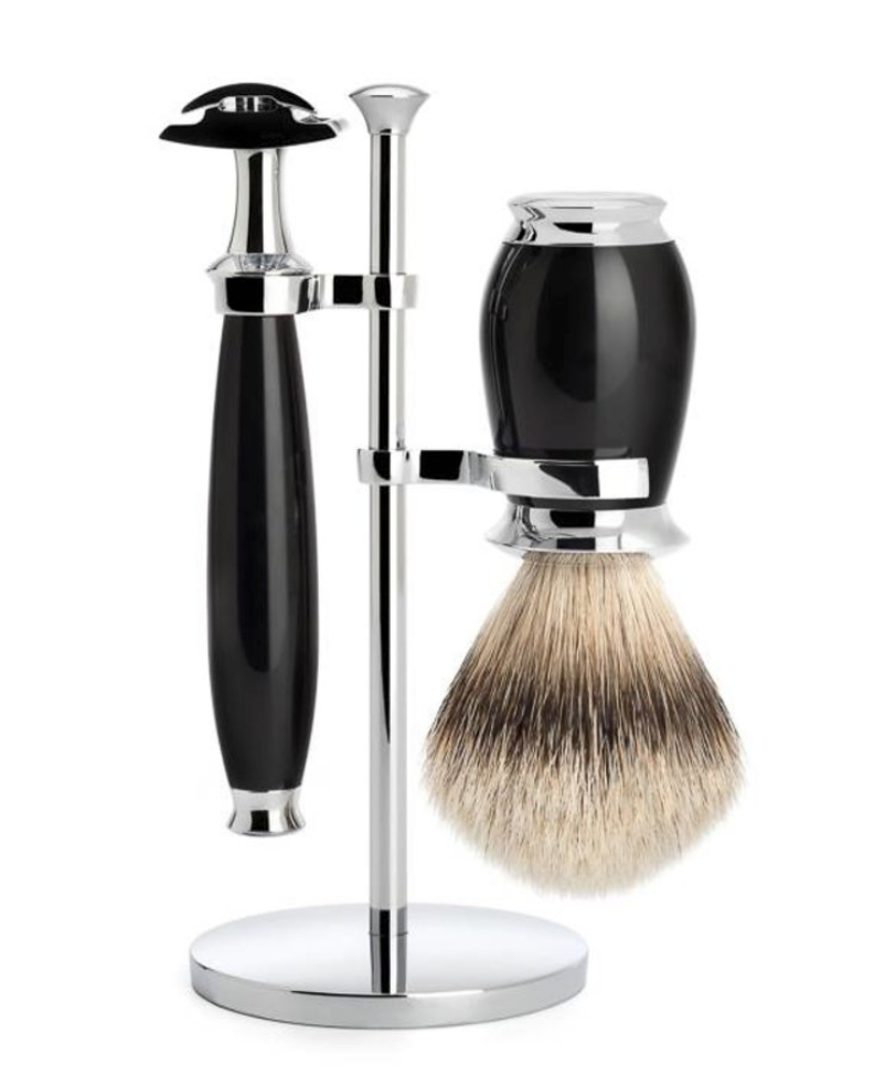 Muhle "PURIST" 3-Delige DE Razor & Brush Set - Black Resin