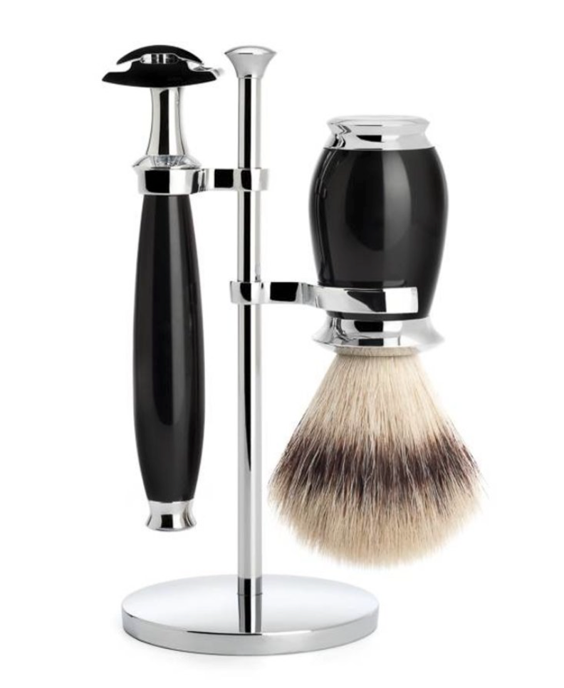 Muhle "PURIST" 3-Delige DE Razor & Brush Set - Black Resin