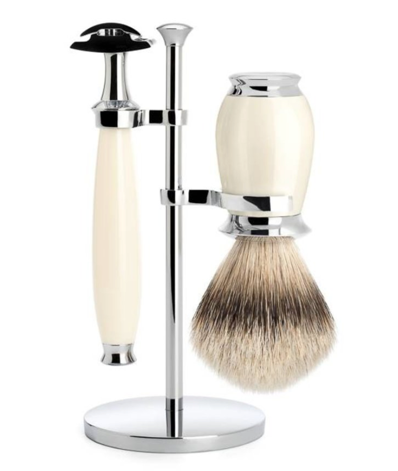 Muhle "PURIST" 3-Delige DE Razor & Brush Set - Ivory