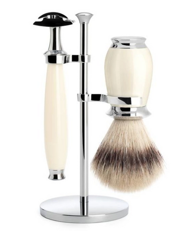 Muhle "PURIST" 3-Delige DE Razor & Brush Set - Ivory