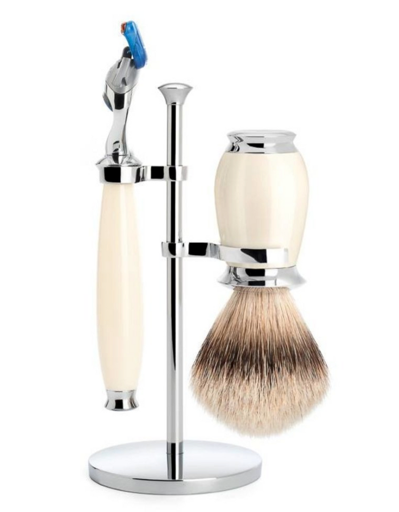 Muhle "PURIST" 3-Delige Fusion Razor & Brush Set - Ivory