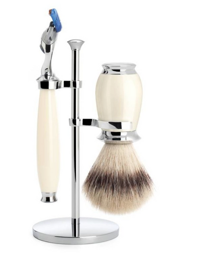 Muhle "PURIST" 3-Delige Fusion Razor & Brush Set - Ivory